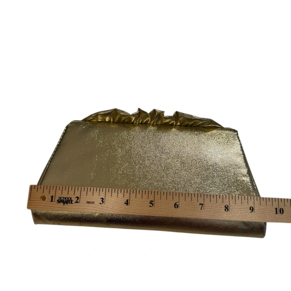 Metallic Gold Ceremony Reception Clutch Bag Top Handle Chain Wedding Party Purse